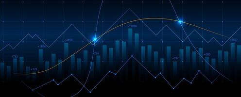 an illustration of a graph chart with a line going up vector