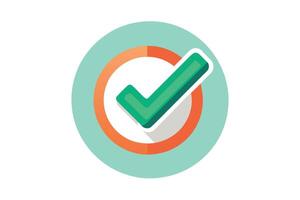 Flat icon of a green check mark symbol. vector