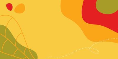 Earth day background Orange color abstract shapes, waves and leaves pattern with empty space for text. Template for banner, poster, social media vector