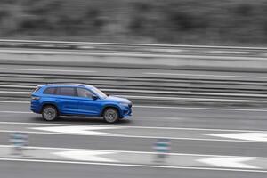 highway in motion with a blurred background photo