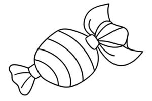 Line drawing of a wrapped hard candy. vector