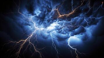 Lightning bolt in the dark sky photo