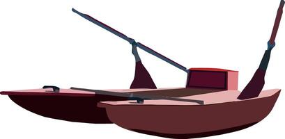 A boat with two poles and a red bow vector