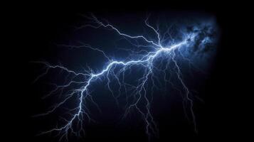 Lightning bolt on black background photo