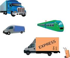 Different transportation methods for shipping goods and passengers vector