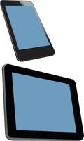 Modern mobile devices showing blank screens for copy space on white background vector