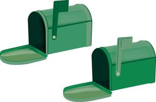 Two green mailboxes with a green lid vector