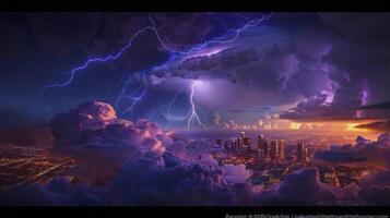 Lightning in the mist. photo