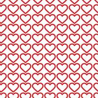 Red stroke Outline Hearts Seamless Pattern Minimalism St Valentines Day Abstract background Texture. Isolated illustration Thematic cards or web promo leaflets wallpaper, price, label, wrapping vector