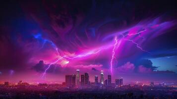 Neon discharge in smoke effect, photo