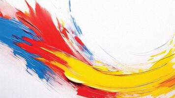 Curved multicolor splash of red, blue, and yellow creating a circular motion. photo