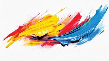 Mixed brush strokes of yellow and blue creating a thick paint texture effect. photo