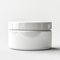 Minimalistic white container ideal for skincare, cosmetics, or creams. photo
