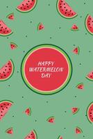 A bright design with a green background, watermelon slices, and the text. Refreshing and summery style. vector