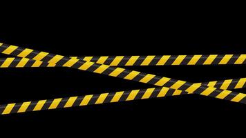 Warning tape and police line animation. Black and yellow line striped animation. Warning danger tape Transparent background with alpha channel video