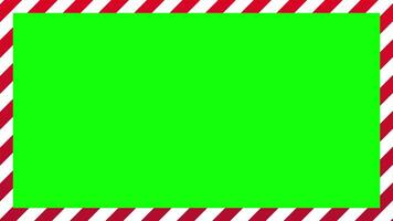 Warning frame animation with red and white diagonal stripes. Red and white border danger sign. Tape frame caution Seamless animation video