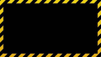 Warning frame animation with yellow and black diagonal stripes. Yellow and black border danger sign. Tape frame caution Transparent background with alpha channel video