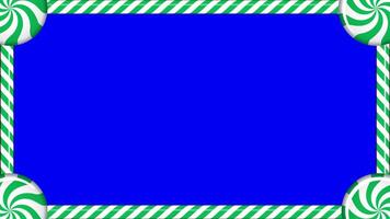 Rectangle candy cane frame animation with green and white striped lollipop pattern Seamless animation video