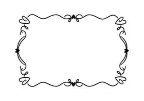 Decorative frame design with hearts and swirls perfect for invitations or greeting cards. vector