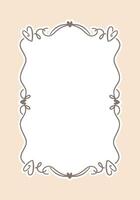 Decorative frame with hearts and swirls on a beige background, perfect for invitations or greeting cards. vector