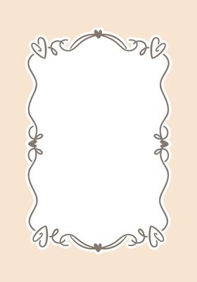 Decorative frame with hearts and swirls on a beige background, perfect for invitations or greeting cards.