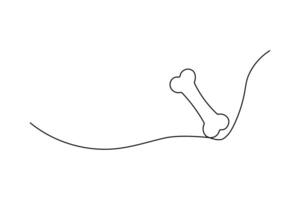 Continuous one line art drawing of Dog bone design vector