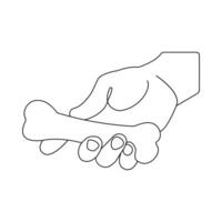 Illustration continuous bone and dog single line art drawing vector
