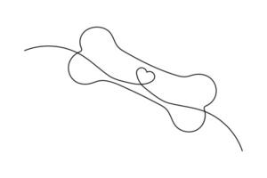 Dog bone continuous one line drawing of abstract and minimalist outline design vector