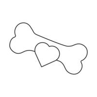 Dog and bone continuous single line art drawing of isolated and minimalist outline icon vector