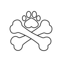 Continuous single line art drawing of Dog bone icon vector