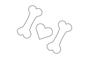 One continuous line drawing of dog bone linear style Hand drawn minimalism design vector
