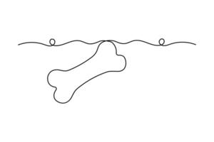 Simple illustration of dog bone shape continuous single line art bone outline icon vector