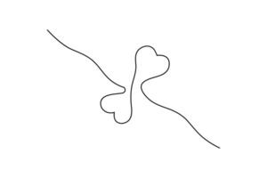 Illustration continuous dog bone one line art drawing vector