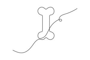 Simple illustration of dog bone shape continuous one line art bone outline design vector