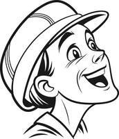 person wearing a cap, eyes wide with surprise and mouth open in a joyful expression vector