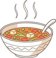 Steaming Bowl of Vegetable Soup vector
