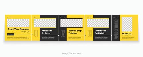 Black and yellow carousel design. Carousel layout template for social media marketing vector