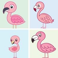 Flamingo Illustrations in Various Styles vector