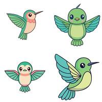 Hummingbirds in Different Poses Illustrations with Various Designs vector