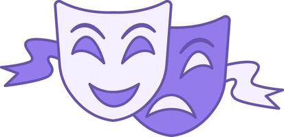 Theater Masks Color Icon. Eye Cutouts. Smiling and Crying Mask. Brazilian Carnival Concept vector