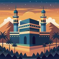 Islamic architecture in the desert at sunset vector