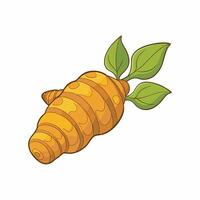 A cartoon carrot with leaves on it vector