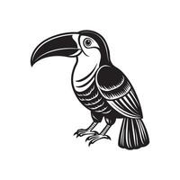 A black and white image of a toucan vector