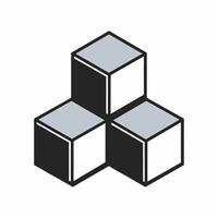 A black and white image of three cubes vector