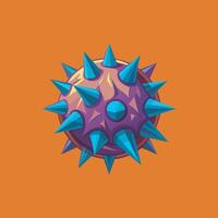 A cartoon virus with spikes on an orange background vector