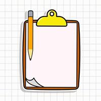 Blank clipboard and pencil ready for notes and tasks on a grid background vector