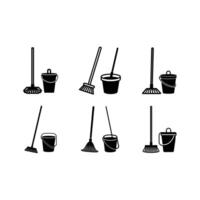 Mop and bucket icon for cleaning, janitorial, and housekeeping design projects vector