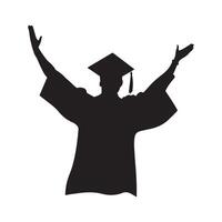 A silhouette of a graduate with arms up in the air vector