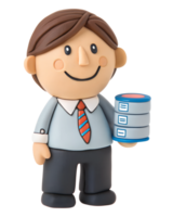 a clay Cute, Database Administrator, happy and smile, isolated on a transparent background png
