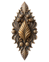 Ornate decorative element featuring intricate leaf and floral patterns, predominantly in gold and bronze tones, with a symmetrical design png
